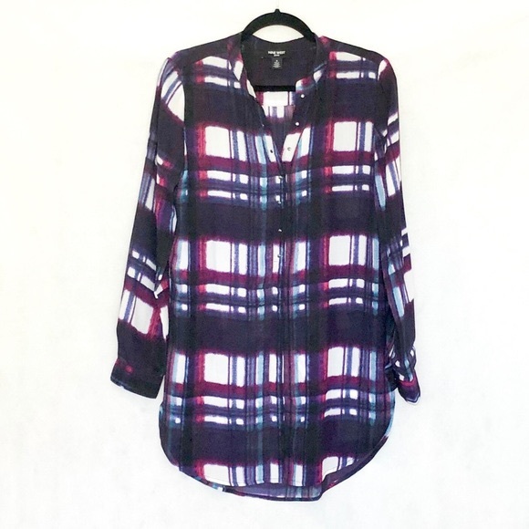 Nine West Jeans Plaid Popover Tunic Top - Picture 7 of 8